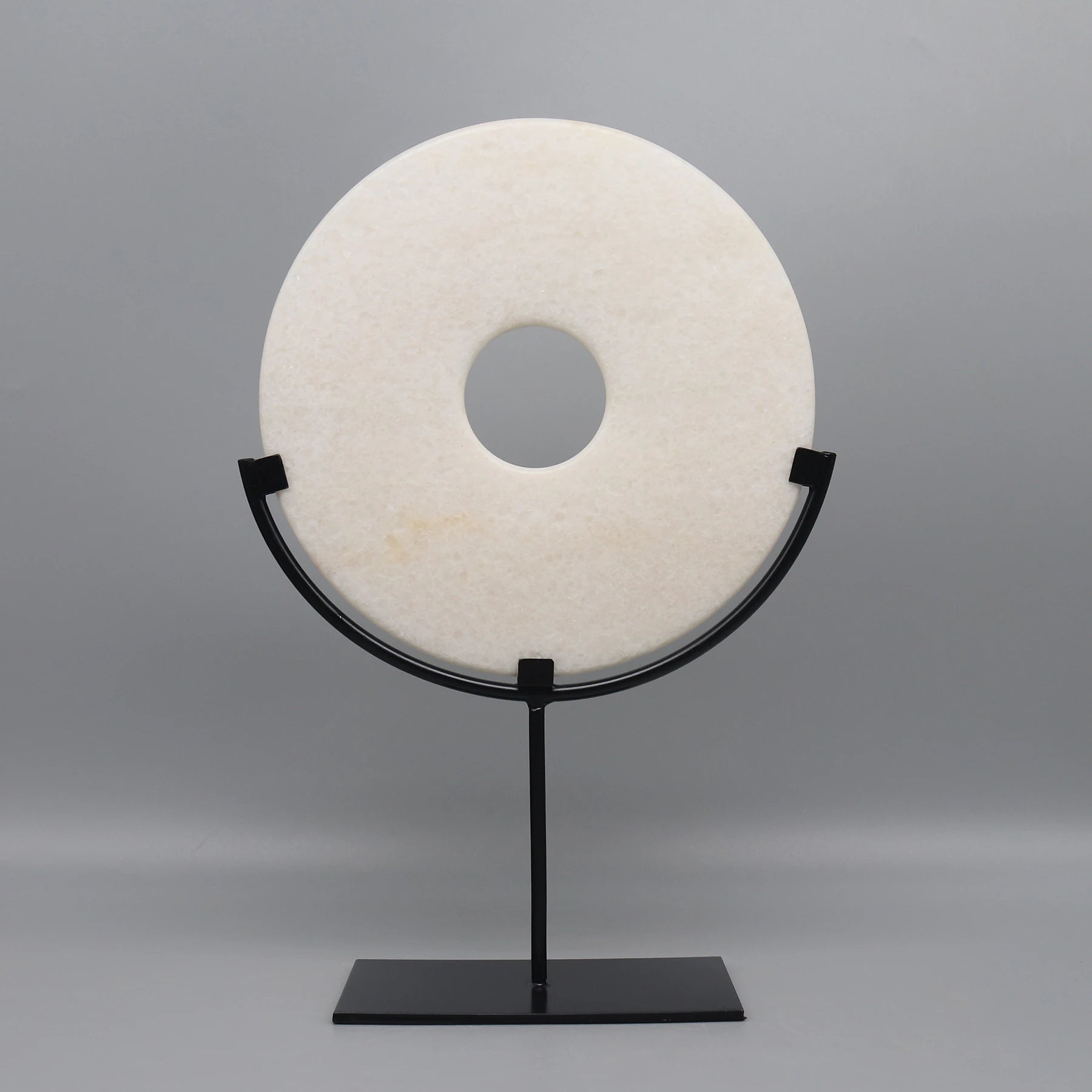 Round Fortune Stone Display, Decorative Natural Marble Stone with Metal Base, Stone Disc, Home Decoration