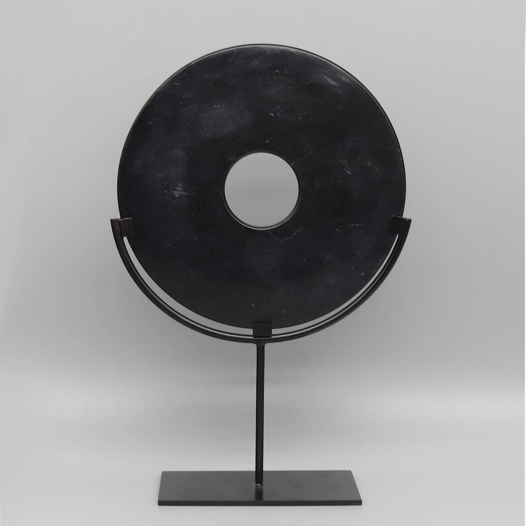 Round Fortune Stone Display, Decorative Natural Marble Stone with Metal Base, Stone Disc, Home Decoration