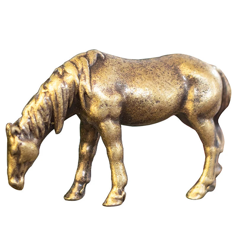 Antique Brass Solid Long Tail Horse Figurine